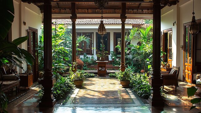 traditional indian kerala naalukettu house interior