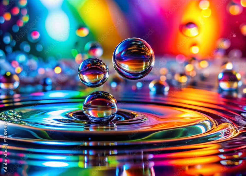 Poster captivating water drops background with vivid colors and intricate patterns for stunning visual art 