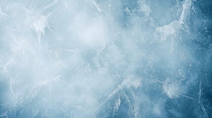 Fototapeta premium Frozen surface close-up with light blue ice texture showcasing intricate details and dynamic white lines creating movement and depth.