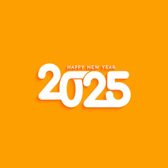 2025 Happy New year modern text design on yellow background
