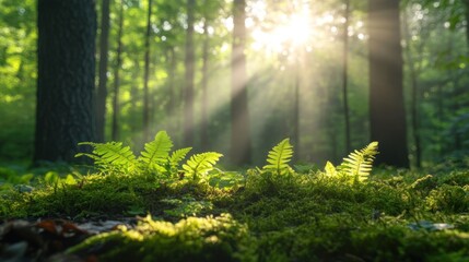 Fototapeta premium Sunrays Through the Forest