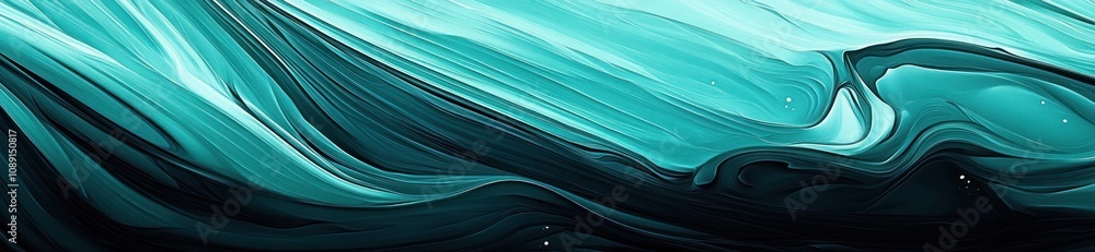 Poster Abstract teal waves create a flowing, serene visual effect.