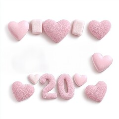 Fototapeta premium Colorful pink candy hearts arranged creatively for a sweet celebration or party theme.