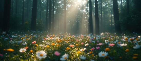 Obraz premium Sunbeams in the Enchanted Forest