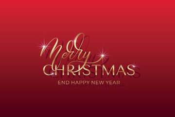 Merry Christmas and Happy New Year hand lettering calligraphy. Vector holiday illustration element. Typographic element for congratulations.