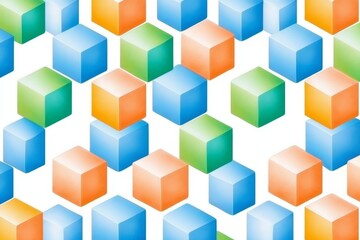 Obraz premium An abstract pattern with a geometric pattern on a blue and orange background. It is illustrated in 3D.