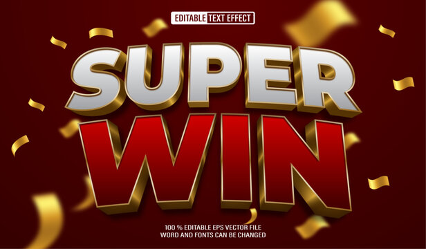 Editable 3d text style effect - Super Win Casino Golden text effect Template