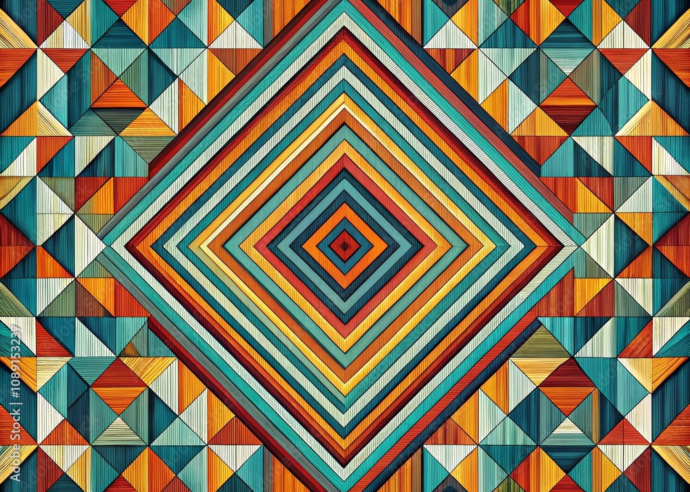 Aufkleber clean geometric pattern featuring repeating stripe triangles in square shape for wallpaper and print