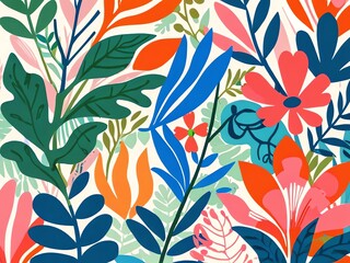 Vibrant Tropical Floral Pattern: A Celebration of Nature's Colorful Abundance