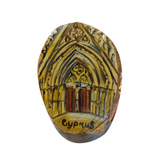 Acrylic art on wooden. St Nicholas Cathedral in Cyprus, Famagusta.