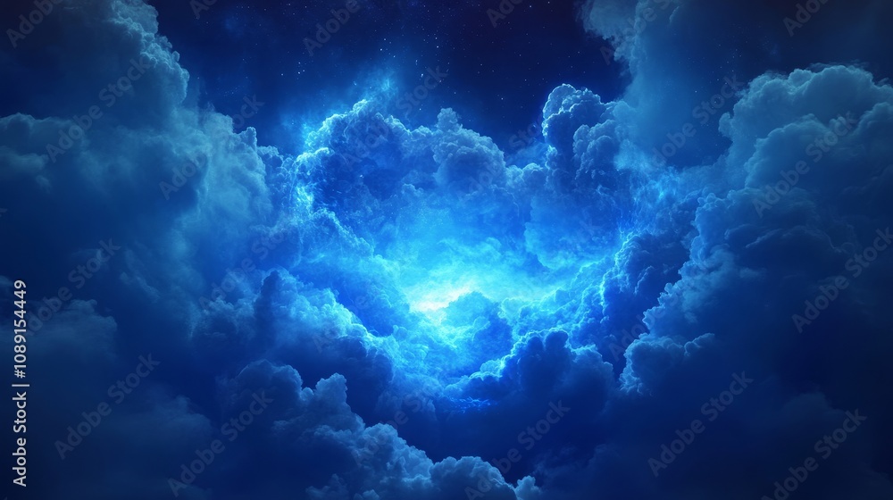 Aufkleber information technology futuristic web hologram with cloud icon, blue golden digits, cloud computing 