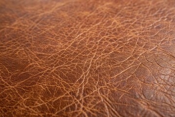 Macro shot of brown leather surface with fine scratches and minute details, macro shot, detailed, close-up, small creases