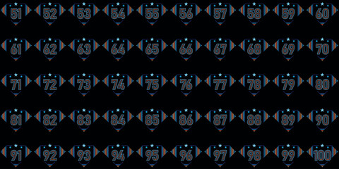 Number Chart 51-100 diamond logo, old combination color icon is simpler and simpler