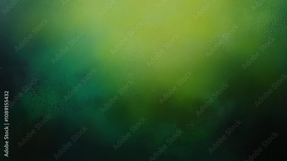 Poster peaceful serene abstract painting in green and yellow with textured background creating depth and di