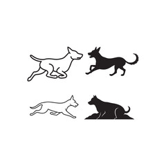 dog animals silhouette icon vector art flat design