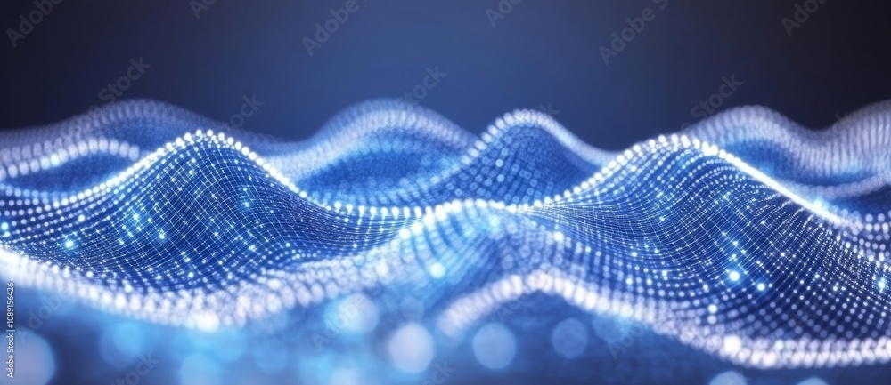 Poster blue abstract background with line connect networks and particles. sci-fi digital technology with ne