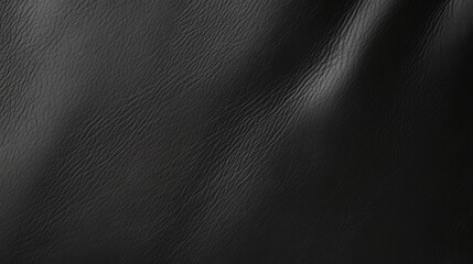 Black leather texture close-up with smooth, shiny surface from top-down view, showcasing dark and mysterious mood.