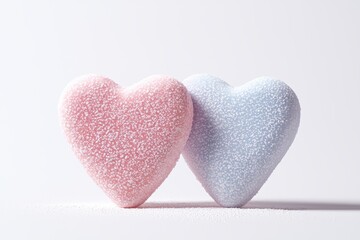 Obraz premium heart emotion minimalist romance. Two pastel heart-shaped decorations symbolize love and affection in a minimalist setting.