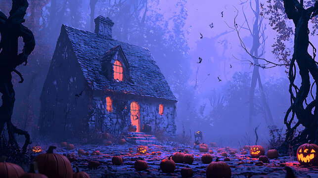 night, house, halloween, moon, illustration, sky, castle, haunted, old, city, dark, landscape, horror, vector, spooky, architecture, building, scary, holiday, silhouette, black, art, church, tree, vil