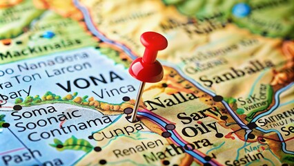 Naklejka premium Close-Up of Napa and Sonoma Valley Map Pin, Capturing the Essence of California Wine Country with Scenic Landscapes and Rich Culture