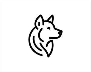 Dog lines outline logo design icon symbol vector illustration.