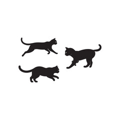 cute cat animals silhouette icon collection set vector art flat design