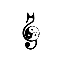 The logo is a cat-yin yang-shaped curve. Unique and elegant.