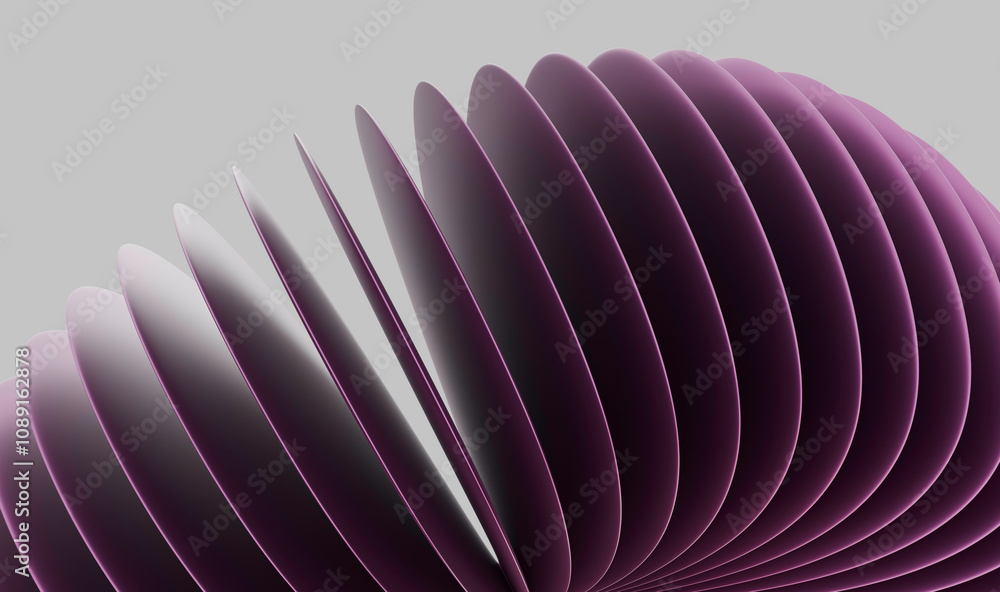 Poster futuristic 3d render: stacked purple discs creating a mesmerizing geometric pattern