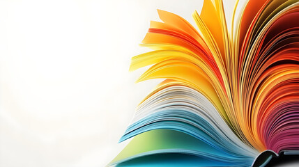 Colorful book pages create abstract education concept, inspiring creativity