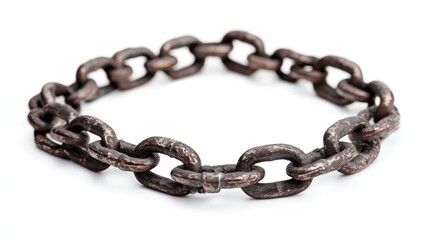 Fototapeta premium A close-up of a rusted metal chain, showcasing its links and texture.