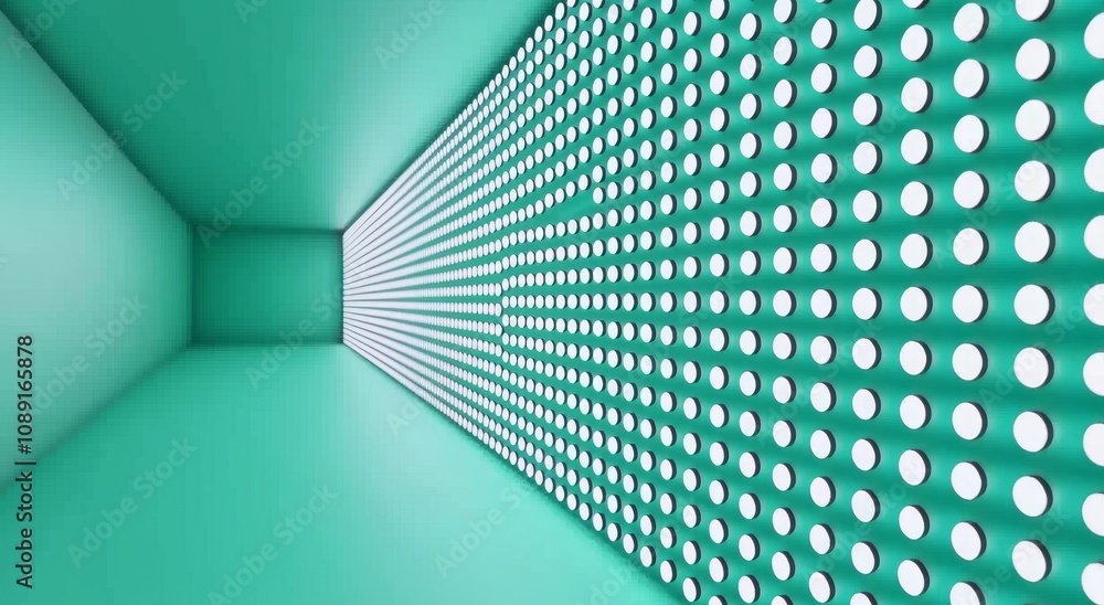 Poster stunning 3d abstract green background with blurred dots. technological background with led neon ligh