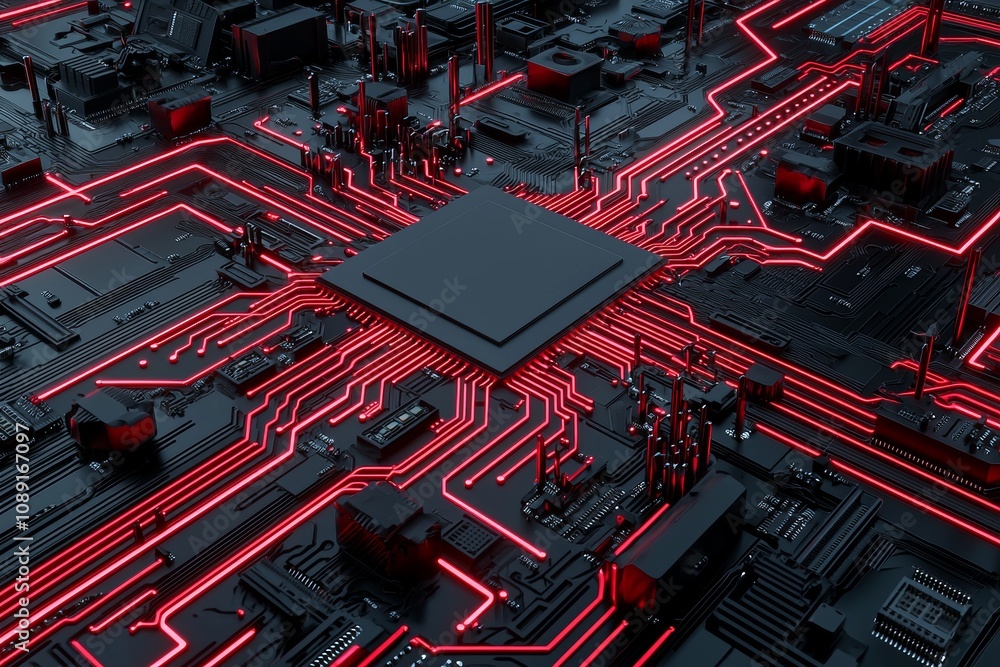 Aufkleber a circuit board. a technology background. an abstract 3d rendering
