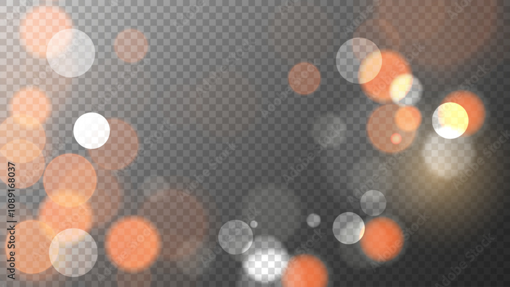 Poster bokeh lights. abstract blurred background. bright blur light effect. transparent background. vector 