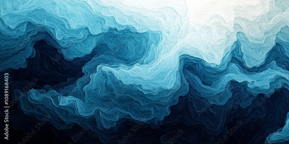 Aufkleber dynamic wave made of blue and white hues, creating fluid composition with depth and energy, moving t