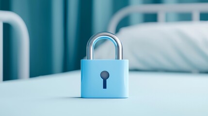 Fototapeta premium A digital lock adorning a hospital bed symbolizes the security of patient data.