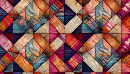 Seamless repeat lattice quilt pattern with earthy tones and subtle textures for creative design projects. Generative AI