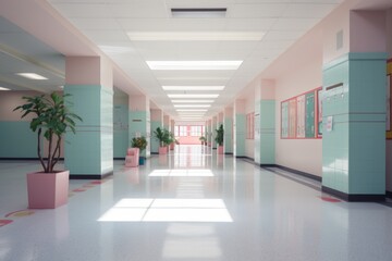 Fototapeta premium Interior of a highschool empty hallway