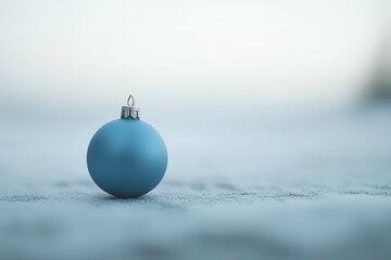 blue Christmas bauble ornament on a white background, clean and sharply in focus, with cinematic lighting