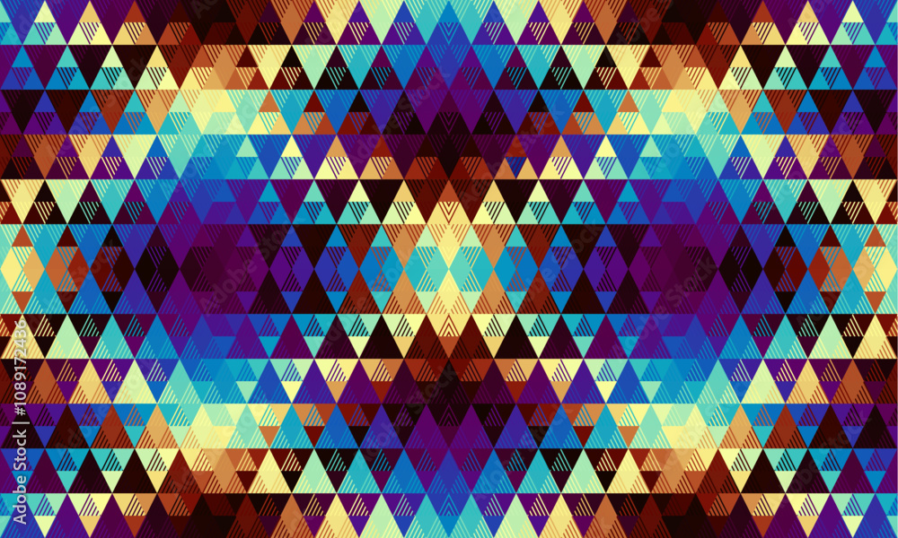 Poster Seamless pattern of a triangles.. Aztec geometric ornament. Vector illustration. Seamless pattern.