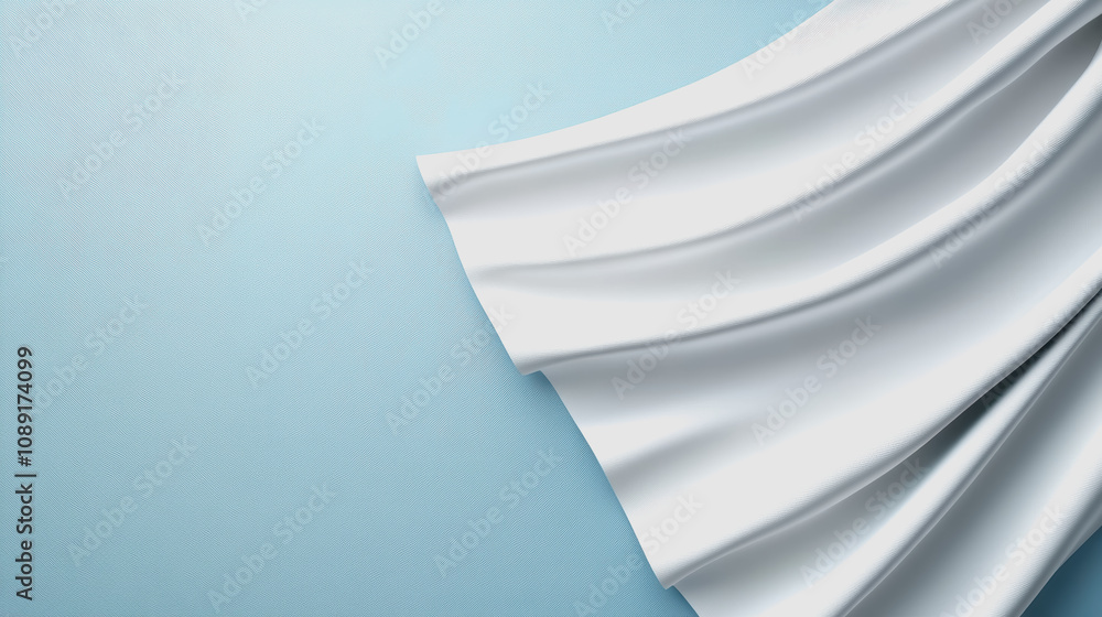 Aufkleber elegant white fabric draped gracefully on a soft smooth gradient background, highlighting the subtle