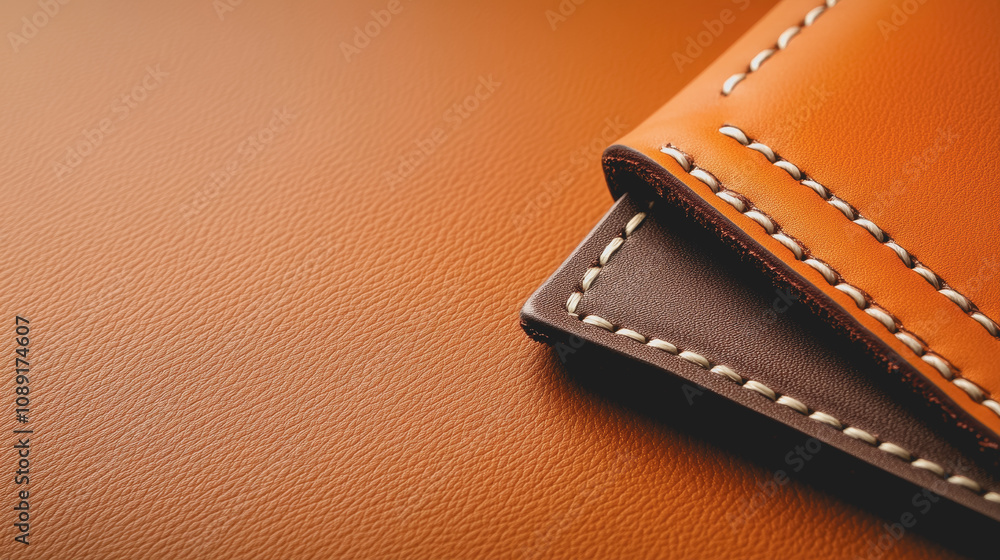 Poster elegant handmade leather crafted wallets displayed on a smooth gradient background, emphasizing auth