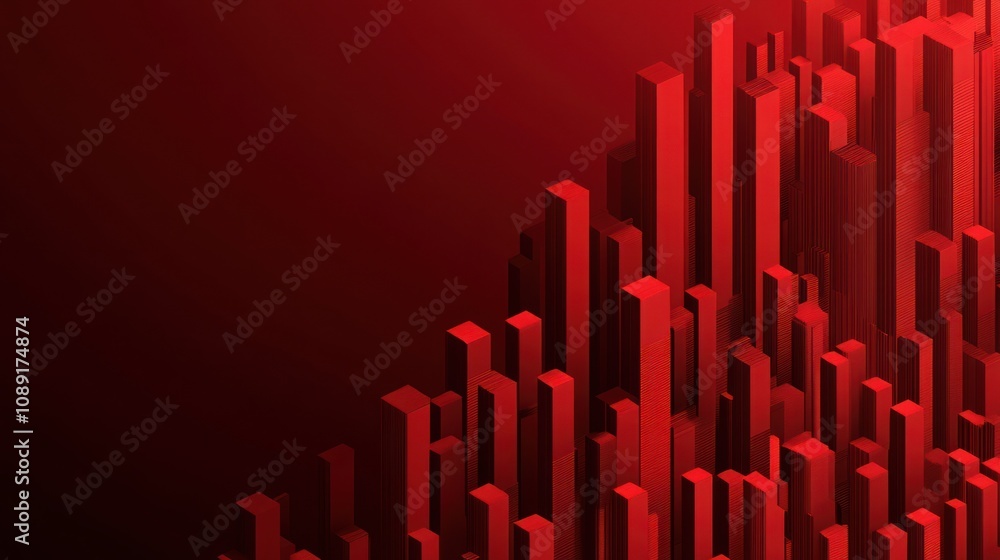 Poster abstract red geometric shapes forming a dynamic, modern design.