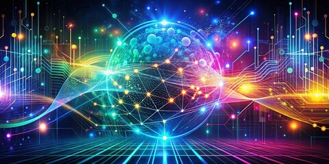 Naklejka premium Digital Abstract Background for Technological Operations, Neural Networks, AI, Data Transmission, Encryption, and Digital Archives with Copy Space for Creative Projects