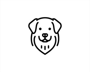 Minimalist lines outline dog logo design icon symbol vector illustration.