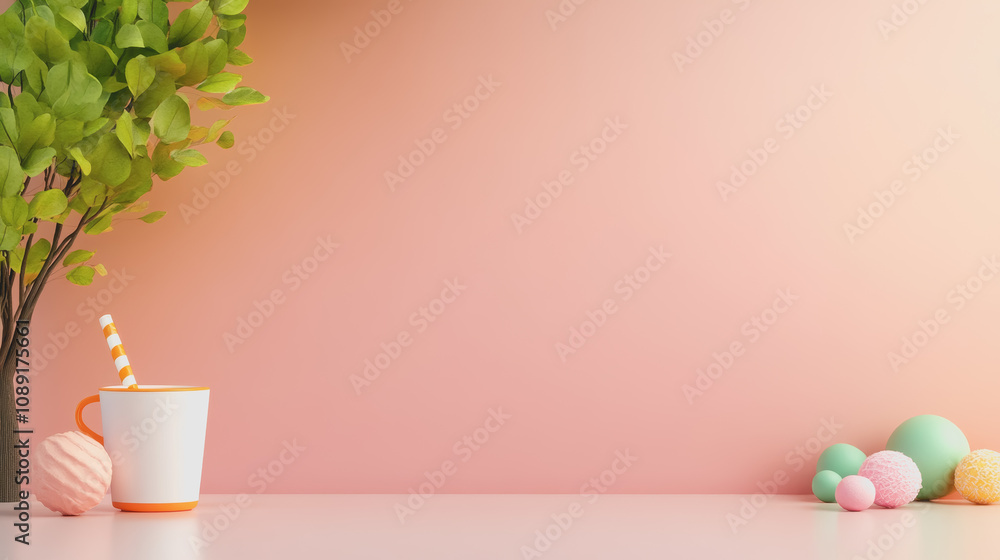 Poster charming handmade crafts arrangement featuring colorful elements on a smooth gradient background for