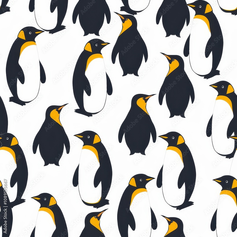 Aufkleber seamless minimal penguin pattern design for fabric, perfect for unique textile applications and eye-