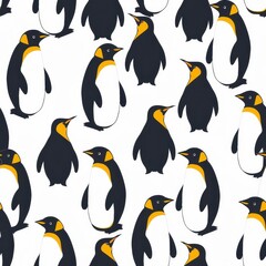 Obraz premium Seamless Minimal Penguin Pattern Design for Fabric, Perfect for Unique Textile Applications and Eye-Catching Home Decor Projects