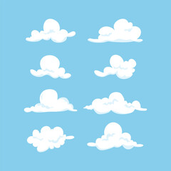 Hand drawn white clouds stickers set item
