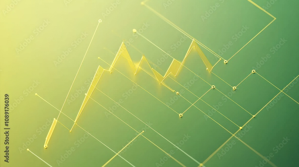 Poster abstract graphic representation of data trends with a green and yellow gradient background.