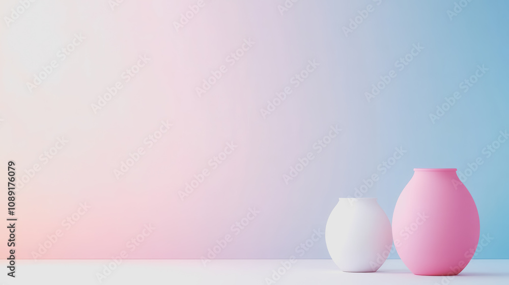 Aufkleber elegant minimalist vases in soft colors against a smooth gradient background perfect for showcasing 